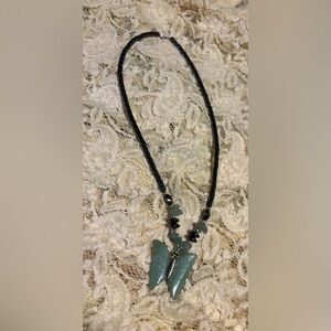 Chic Black and Green Butterfly Necklace 18 in